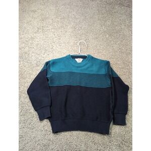 Taka Authentic Boys Brand Striped Sweater Teal Navy Blue Size 28 Long Sleeve